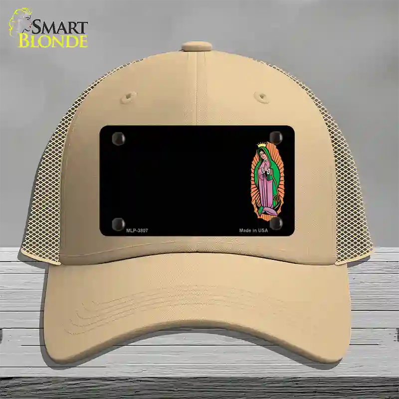 Virgin Mary Offset Novelty License Plate Hat Mesh / Khaki