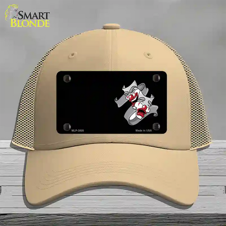 Theater Drama Offset Novelty License Plate Hat Mesh / Khaki