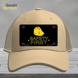 Safety First Novelty License Plate Hat Mesh / Khaki