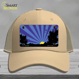 Southwest Purple Sunset Novelty License Plate Hat Mesh / Khaki