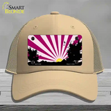 Southwest Pink Sunset Novelty License Plate Hat Mesh / Khaki