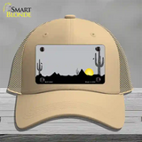 Southwest Cactus Sunrise Gray Novelty License Plate Hat Mesh / Khaki