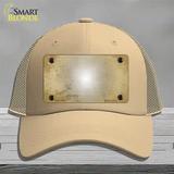 Gold White Fade Scratched Novelty License Plate Hat Mesh / Khaki