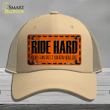 Ride Hard Novelty License Plate Hat Mesh / Khaki