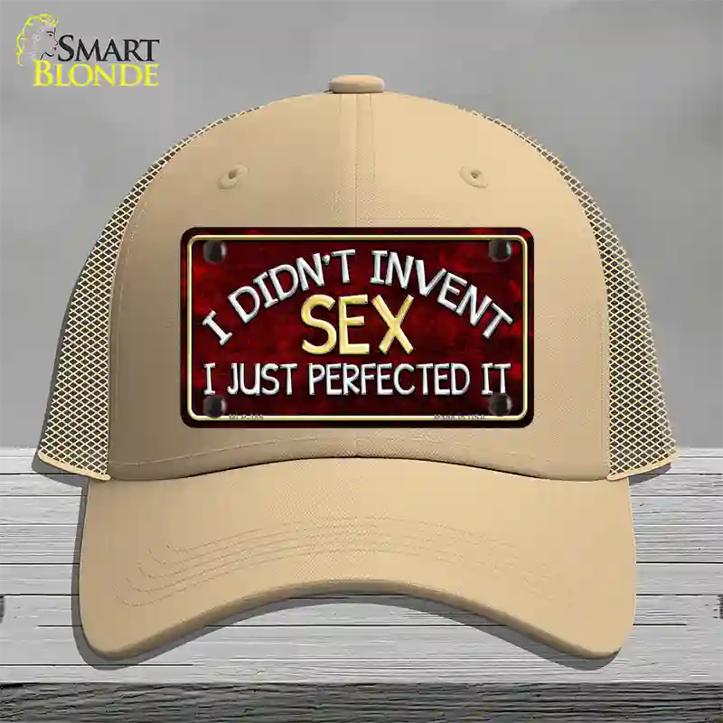 Didnt Invent Sex Novelty License Plate Hat Mesh / Khaki