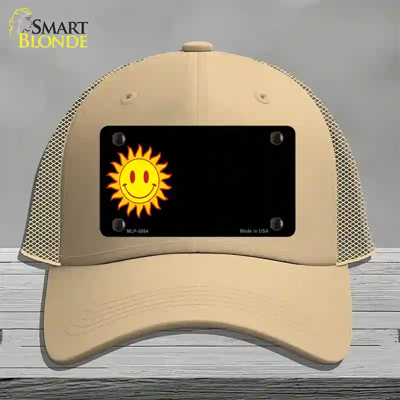 Sun Smiley Offset Novelty License Plate Hat Mesh / Khaki