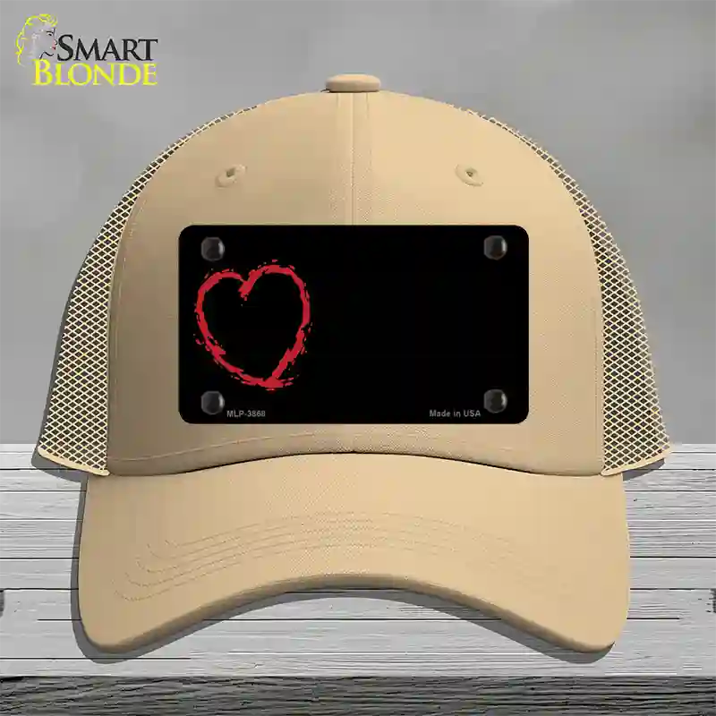 Heart Offset Novelty License Plate Hat Mesh / Khaki