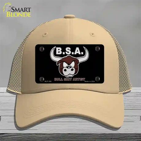 Bull Shit Artist Novelty License Plate Hat Mesh / Khaki