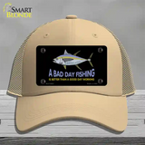 A Bad Day Fishing Novelty License Plate Hat Mesh / Khaki