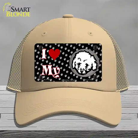 I Love My Bichon Frise Novelty License Plate Hat Mesh / Khaki