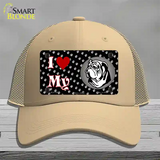 I Love My Bulldog Novelty License Plate Hat Mesh / Khaki