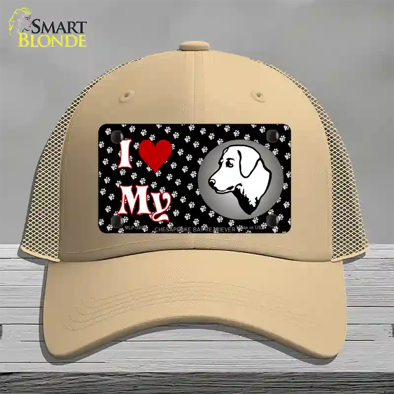 I Love My Chesapeake Bay Retriever Novelty License Plate Hat Mesh / Khaki