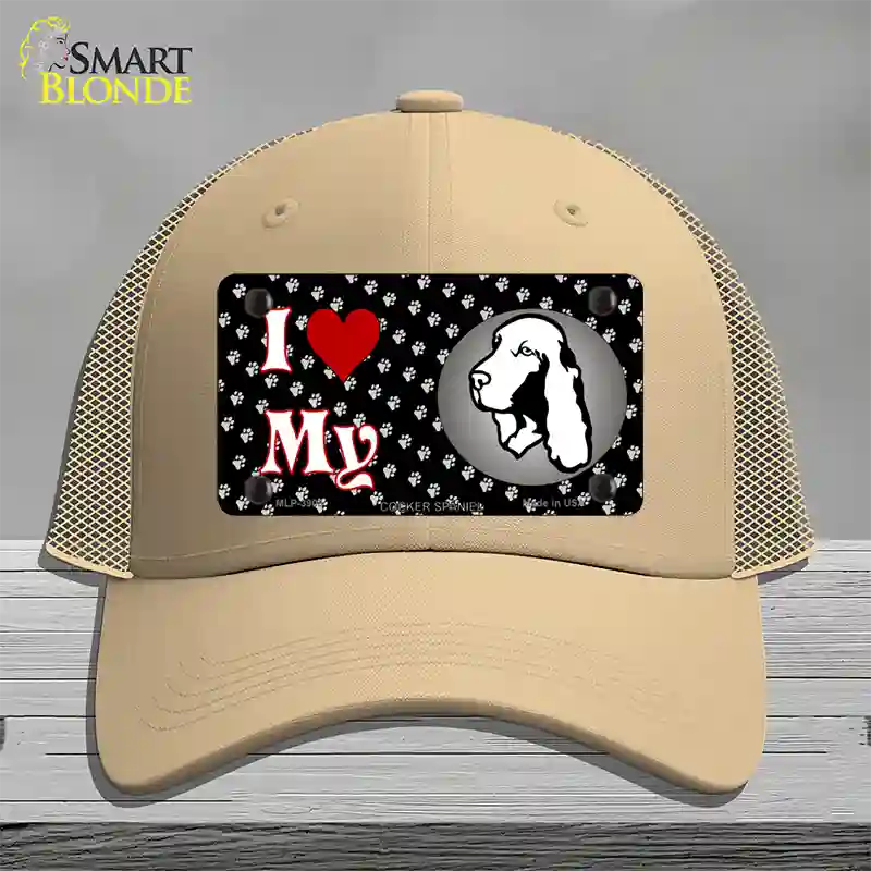 I Love My Cocker Spaniel Novelty License Plate Hat Mesh / Khaki