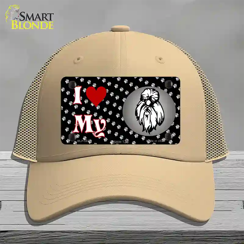 I Love My Shih Tzu Novelty License Plate Hat Mesh / Khaki