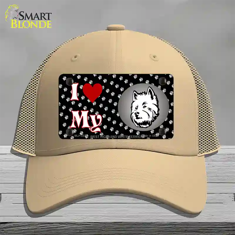 I Love My West Highland White Terrier Dog Novelty License Plate Hat Mesh / Khaki