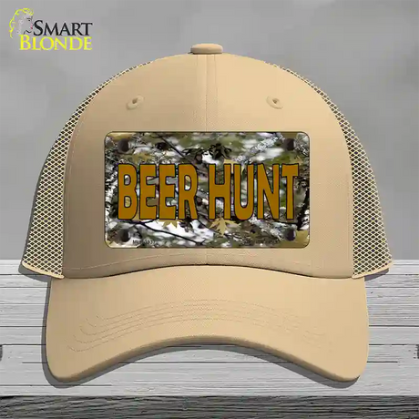 Beer Hunt Novelty License Plate Hat Mesh / Khaki