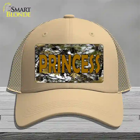 Princess Camouflage Novelty License Plate Hat Mesh / Khaki