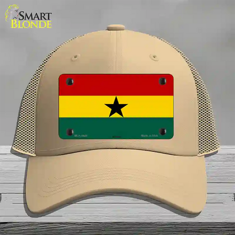 Ghana Flag Novelty License Plate Hat Mesh / Khaki