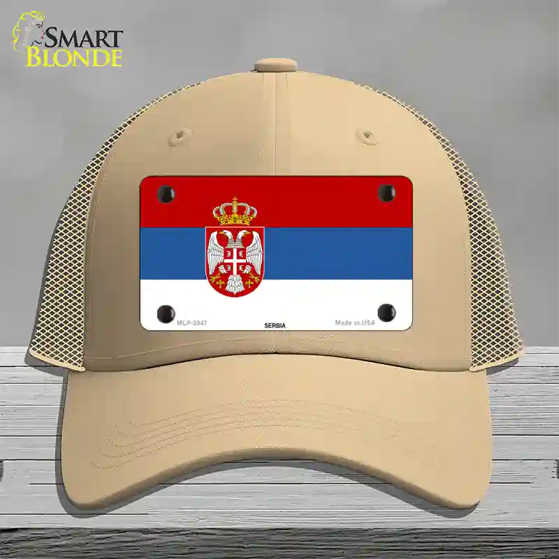 Serbia Eagle Flag Novelty License Plate Hat Mesh / Khaki