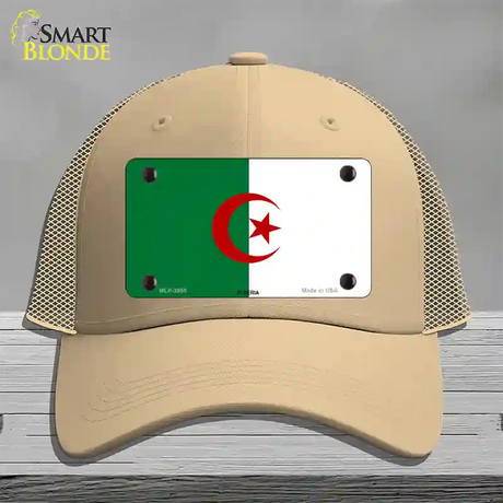 Algeria Flag Novelty License Plate Hat Mesh / Khaki