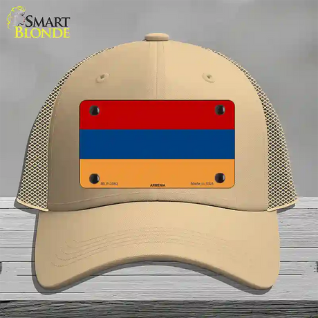 Armenia Flag Novelty License Plate Hat Mesh / Khaki