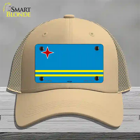 Aruba Flag Novelty License Plate Hat Mesh / Khaki