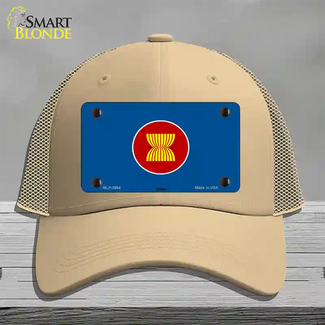 Asean Flag Novelty License Plate Hat Mesh / Khaki