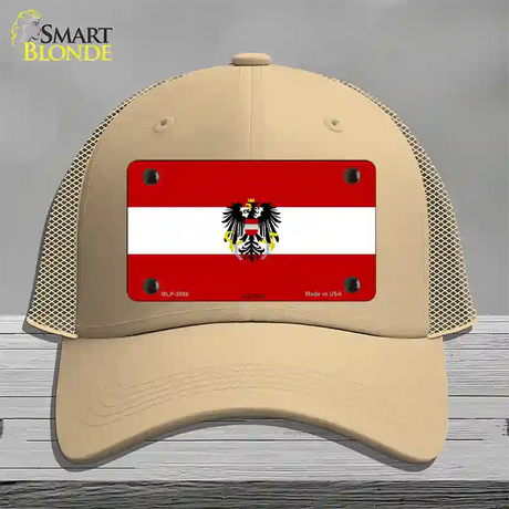 Austria Flag Novelty License Plate Hat Mesh / Khaki