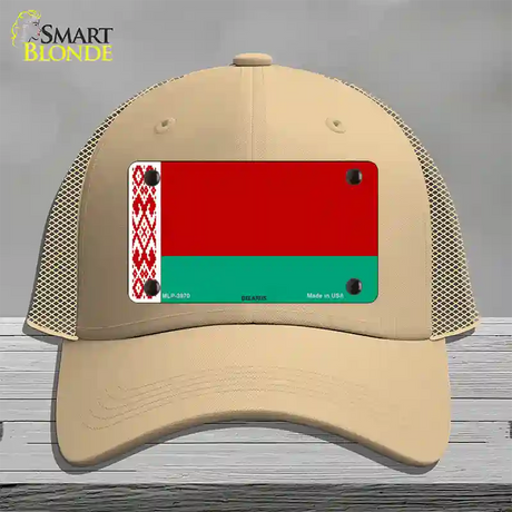 Belarus Flag Novelty License Plate Hat Mesh / Khaki