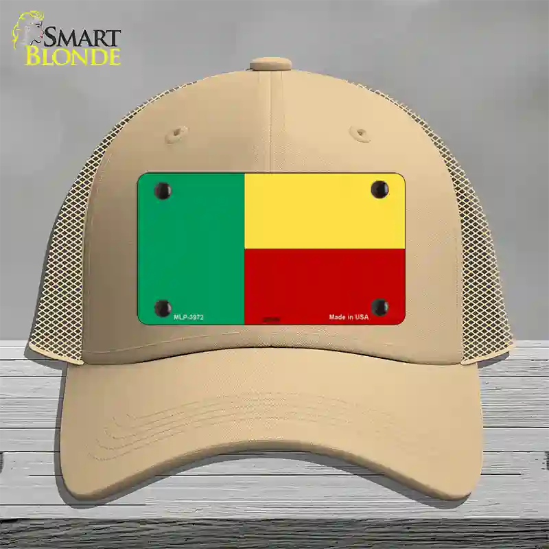 Benin Flag Novelty License Plate Hat Mesh / Khaki