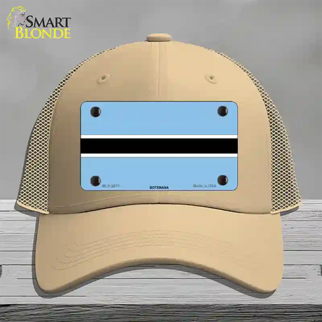 Botswana Flag Novelty License Plate Hat Mesh / Khaki