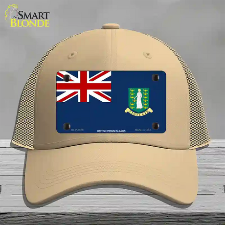 British Virgin Islands Flag Novelty License Plate Hat Mesh / Khaki