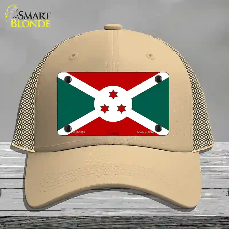 Burundi Flag Novelty License Plate Hat Mesh / Khaki