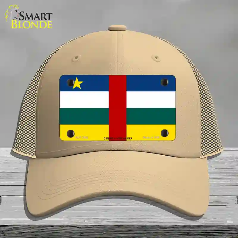 Central African Rep Flag Novelty License Plate Hat Mesh / Khaki