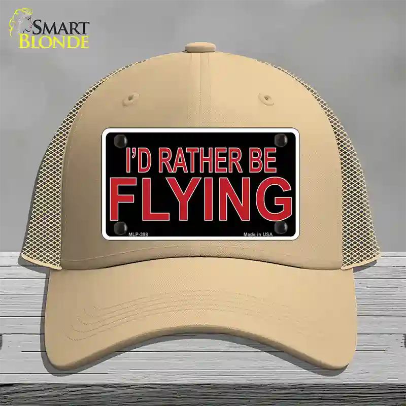 Rather Be Flying Novelty License Plate Hat Mesh / Khaki