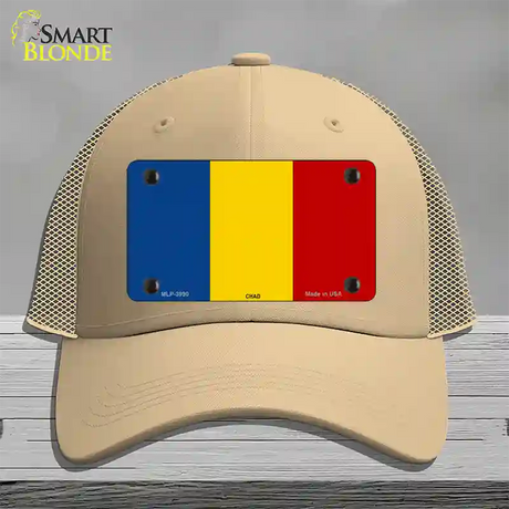 Chad Flag Novelty License Plate Hat Mesh / Khaki