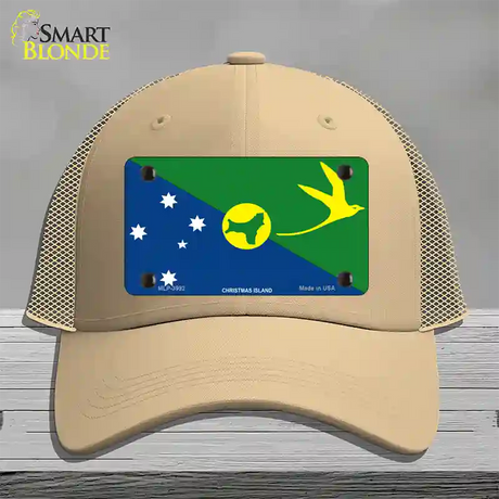 Christmas Island Flag Novelty License Plate Hat Mesh / Khaki