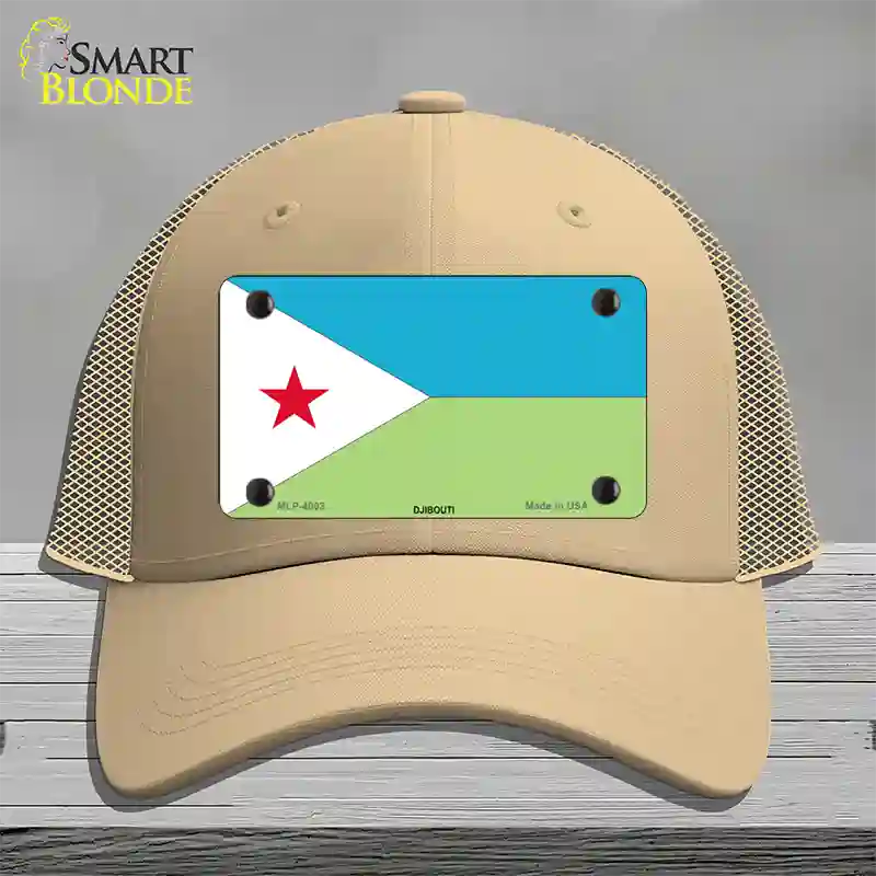 Djibouti Flag Novelty License Plate Hat Mesh / Khaki