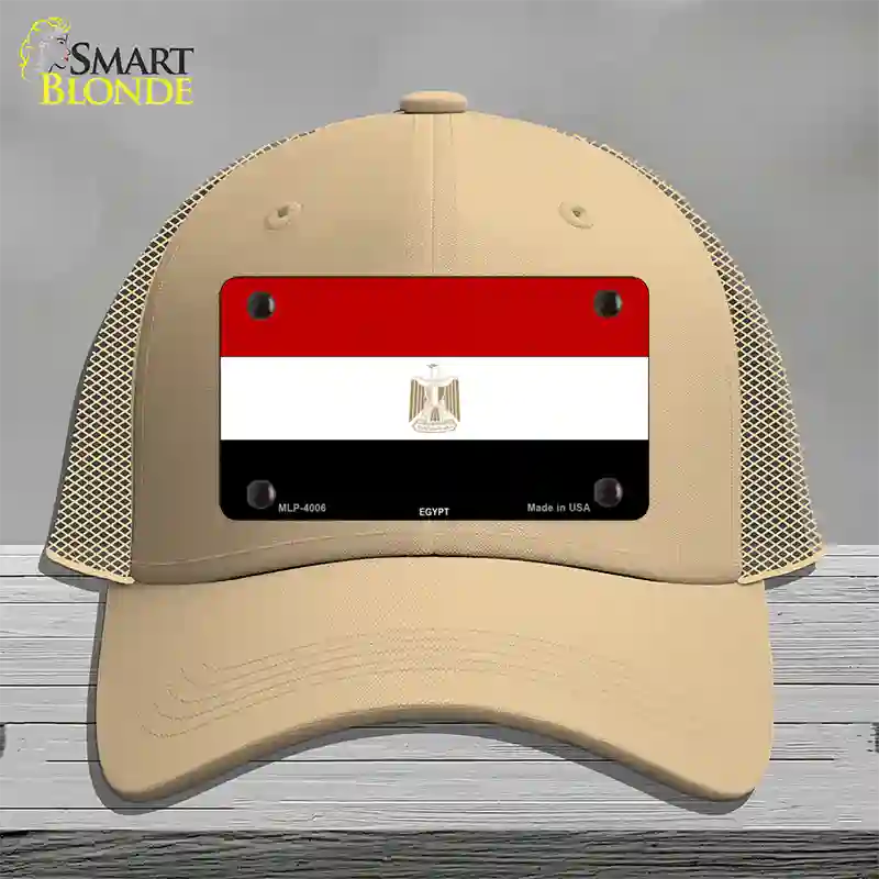 Egypt Flag Novelty License Plate Hat Mesh / Khaki