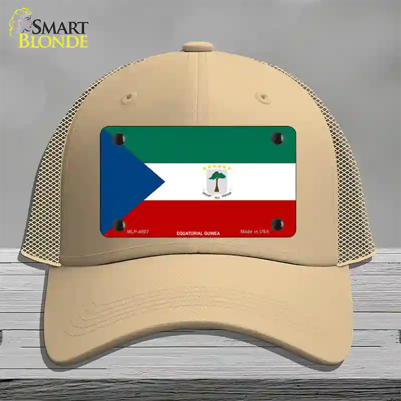 Equatorial Guinea Flag Novelty License Plate Hat Mesh / Khaki