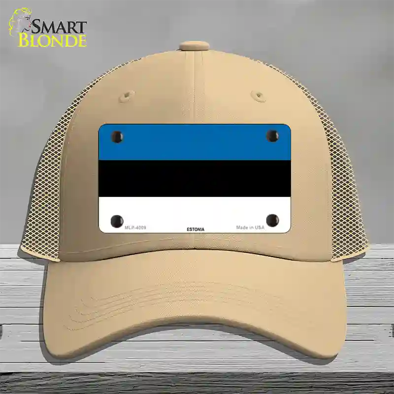 Estonia Flag Novelty License Plate Hat Mesh / Khaki