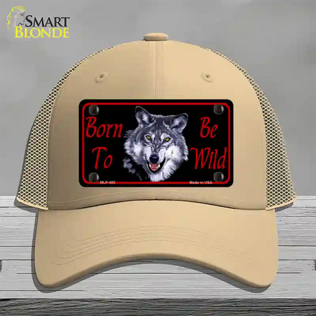 Born To Be Wild Novelty License Plate Hat Mesh / Khaki