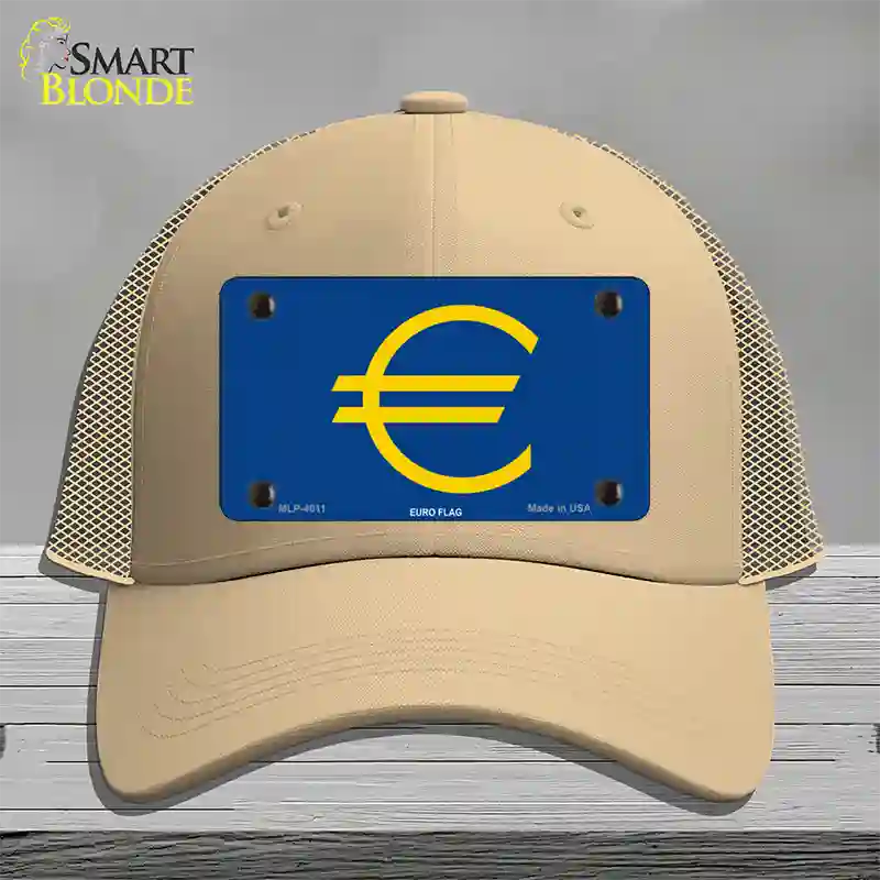 Euro Flag Novelty License Plate Hat Mesh / Khaki