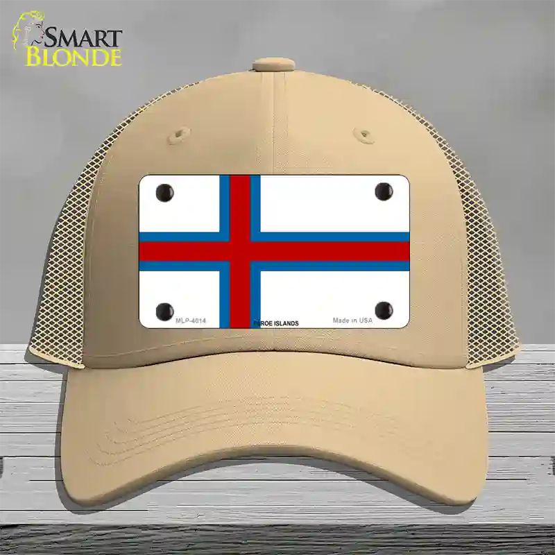 Faroe Islands Flag Novelty License Plate Hat Mesh / Khaki