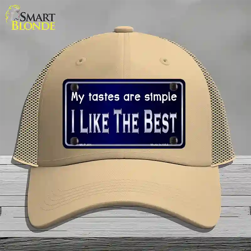 My Tastes Are Simple Novelty License Plate Hat Mesh / Khaki