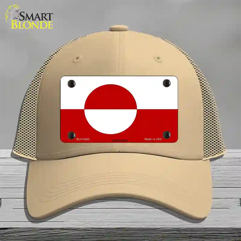 Greenland Flag Novelty License Plate Hat Mesh / Khaki