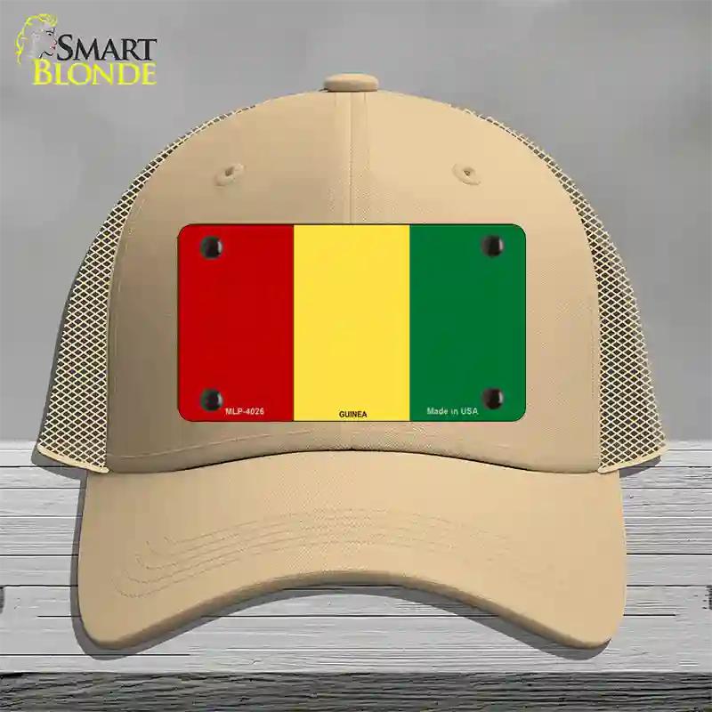 Guinea Flag Novelty License Plate Hat Mesh / Khaki