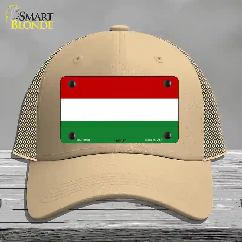 Hungary Flag Novelty License Plate Hat Mesh / Khaki