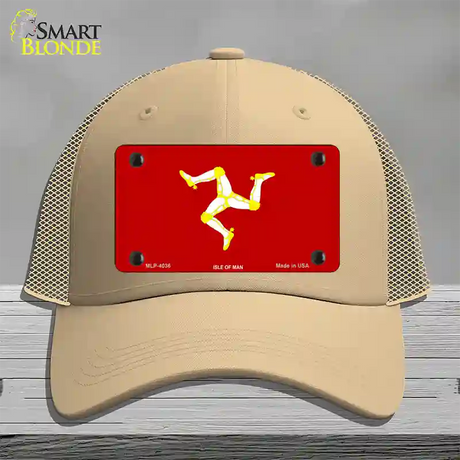 Isle Of Man Flag Novelty License Plate Hat Mesh / Khaki