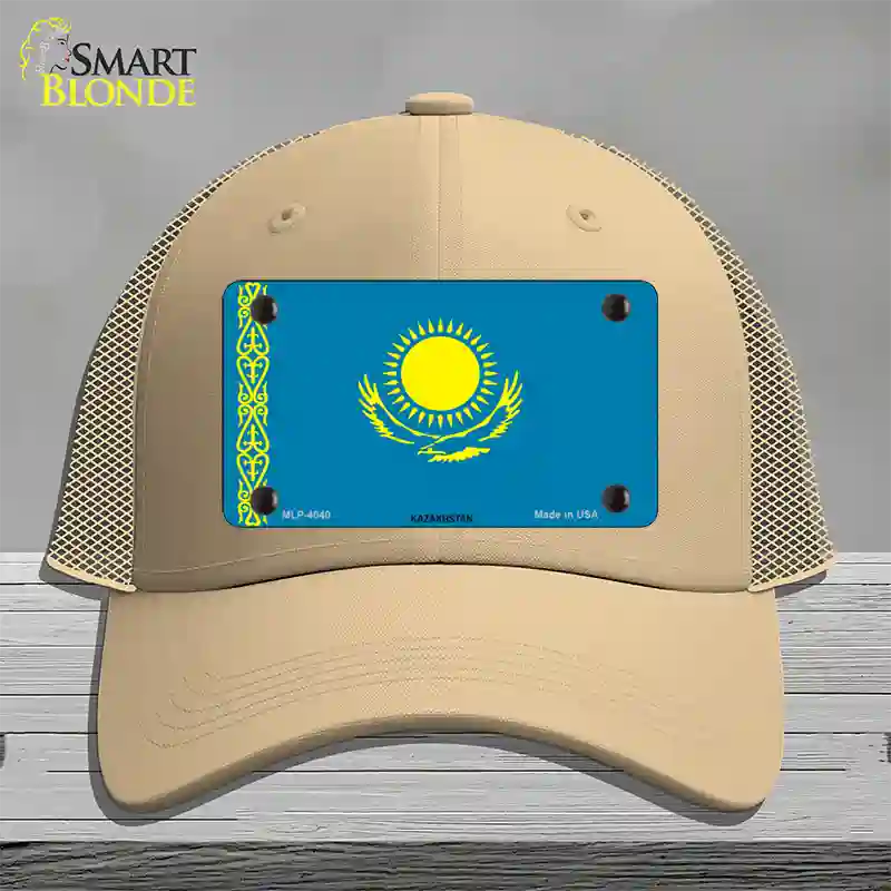 Kazakhstan Flag Novelty License Plate Hat Mesh / Khaki